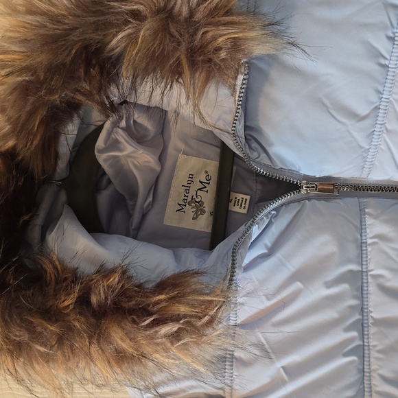 MARALYN & ME BRAND WOMENS JUNIOR SIZE BLUE FAUX FUR HOODED ZIPPERED COAT SIZE XL - Picture 3 of 16